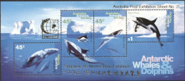 AAT 1995, Artic Whales And Dolphins, Overp. Philaexpo Singapore95, Block - Delfini