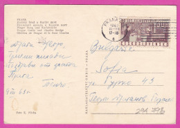 294798 / Czechoslovakia PRAHA Prague Castle Charles Bridge PC 1963 USED 30h 40th Anniversary Of Czech Radio - Lettres & Documents