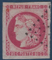 FRANCE BORDEAUX N°49c (case 1 Du Report) 80c Rose Carminé Oblitéré Losange Belles Marges Très Frais & TTB - 1870 Bordeaux Printing