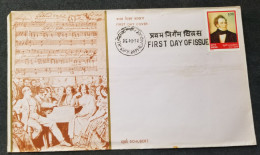 India 150th Death Anniversary Of Franz Schubert 1978 Music (FDC) *see Scan - Lettres & Documents