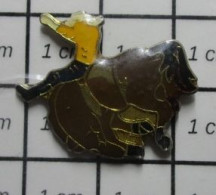 1118A Pin's Pins / Beau Et Rare / THEME ANIMAUX / CHEVAL NOIR WESTERN COW-BOY RODEO - Animals