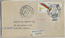 Brasil, 1980 Registered Cover From São Paulo Agency Penha De Franca To Lages Commemorative Stamp + Definitive + Label - Lettres & Documents