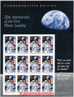 USA Mi. Nr. 2477 25. Jahrestag Der Ersten Bemannten Mondlandung - Kleinbogen - Siehe Scan - Blocks & Sheetlets