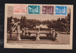 Rumänien Romania 1937 Picture Postcard With Flugfons Stamps - Storia Postale