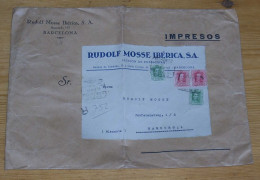 Spain 1930 Big Size Registered Printed Matter BARCELONA X HAMBURG Germany - Storia Postale