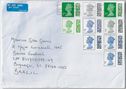 Great Britain 2024 Airmail Cover Sent To Biguaçu Brazil 9 Stamp Queen Elizabeth II Electronic Sorting Mark - Briefe U. Dokumente