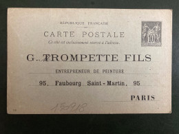 CP EP SAGE 10c NEUVE G TROMPETTE FILS ENTREPRENEUR DE PEINTURE PARIS - Bijgewerkte Postkaarten  (voor 1995)