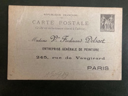 CP EP SAGE 10c NEUVE Vve Ferdinand Delsart ENTREPRISE GENERALE DE PEINTURE PARIS - Bijgewerkte Postkaarten  (voor 1995)