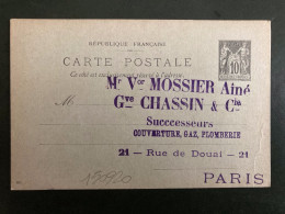 CP EP SAGE 10c NEUVE Vor MOSSIER Ainé Gve CHASSIN & Cie COUVERTURE GAZ PLOMBERIE PARIS - Bijgewerkte Postkaarten  (voor 1995)