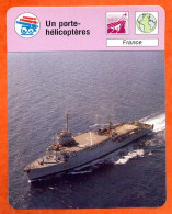 Le Porte Hélicoptères Bateau France Fiche Illustrée Cousteau  N° 2254 - Barche