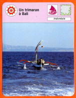 Un Trimaran à Bali Indonésie  Bateaux Fiche Illustrée Cousteau  N° 3058 - Barche