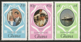 450 Ghana Diana Charles Yacht Bateau Ship Boat Schiff Royal Wedding MNH ** Neuf SC (GHA-155b) - Ships