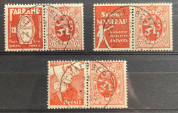 België, 1929-32, PU43+45/46, Gestempeld SCHAERBEEK, OBP 23€ - Usados