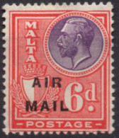 MALTA/1928/MH/SC#C1/ KING GEORGE V / KGV / 6p RED & VIOLET/ AIR MAIL - Malta (...-1964)