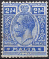 MALTA/1914-21/MH/SC#53/ KING GEORGE V / KGV / 2 1/2p ULTRA - Malta (...-1964)