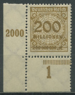 Deutsches Reich 1923 Korbdeckel Platte 323 APa UR Ecke 3 Postfrisch - Ongebruikt