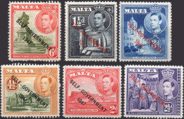 MALTA/1948/MH/SC#211-6/ KING GEORGE VI/ KGVI/ PICTORIAL/ SELF GOVERMENT OVERPRINT/ PARTIAL SET - Malta (...-1964)