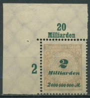 Dt. Reich 1923 Korbdeckel Platten-Oberrand 326 AP OR A Ecke 1 Postfrisch - Ongebruikt