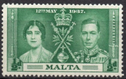 MALTA/1937/MH/SC#188/KING GEORGE VI / KGVI / CORONATION ISSUE / 1/2p DEEP GREEN - Malta (...-1964)