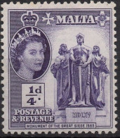 MALTA/1956-57/MH/SC#246/QUEEN ELIZABETH II / QEII / MONUMENT OF THE GREAT SIEGE 1/4p VIOLET - Malta (...-1964)