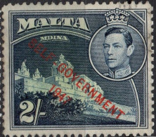 MALTA/1938-43/USED/SC#219/ KING GEORGE VI / KGVI / 2sh DK BLUE & LT GREEN , MDINA / BUILDING/ ARCHITECTURE - Malta (...-1964)