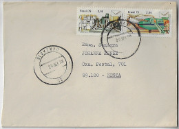 Brazil 1980 Cover Shipped In Blumenau 2 Commemorative Stamp 10 Years Of ECT - XVIII UPU Congress - Cartas & Documentos