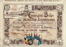 - Titre De 1897 - Compagnie Belge Des Mines D'Or Australiennes - Déco - - Mines