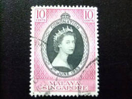 51 MALAYA SINGAPORE SINGAPOUR 1953 / CORONACION ISABEL II / YVERT 27 FU SG. 37 FU - Singapur (...-1959)