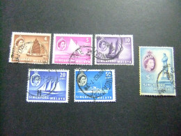 51 MALAYA SINGAPORE SINGAPOUR 1955 / BARCOS VELEROS / YVERT 30+31+34+36+39+40 FU - Singapur (...-1959)