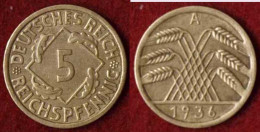 5 Reichs-Pfennig DR 1936 A Jäger Nr. 316    (9811 - 5 Rentenpfennig & 5 Reichspfennig