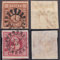 Bayern 6 Und 3 Kreuzer Quadrat Mi. Nr. 4 + 9 Gestempelt   (22256 - Other & Unclassified