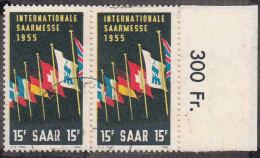 Saar Saarland -1955 Mi. 359 + 359 I Paar Mit Einem Plattenfehler Gestempelt Used - Other & Unclassified