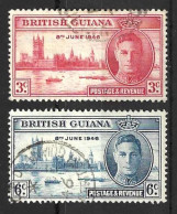 BRITISH GUIANA.....KING GEORGE VI...(1936-52..)......OMNIBUS.....VICTORY , SET OF 2........VFU. - Guyana Britannica (...-1966)
