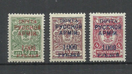RUSSLAND RUSSIA 1920 Bürgerkrieg Wrangel Armee Lagerpost In Gallipoli * 3 Stamps Incl. Set Off Abklatsch - Wrangel Army