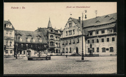 AK Pulsnitz I. Sa., Markt Mit Ritscheldenkmal Und Brunnen  - Pulsnitz