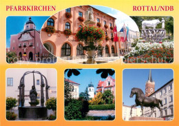 73735836 Pfarrkirchen Inn Motive Stadtzentrum Rathaus Brunnen Pferdestatue Pfarr - Pfarrkirchen