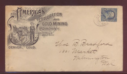 Gold USA Denver Colorado Cover Exploration And Gold Mining Company - Covers & Documents