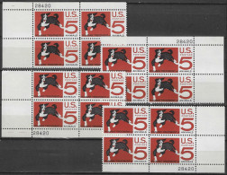 USA 1966 MiNr. 898 Etats-Unis United States Animals Pets Dogs 4 Corner Plate Blocks 16v MNH **  4.80 € - Plattennummern