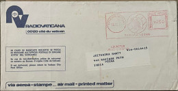 VATICAN 1977, ADVERTISING, ILLUSTRATE COVER, USED TO INDIA, RADIO VATICAN 3 DIFF LANGUAGE,  METER MACHINE CACHET - Lettres & Documents