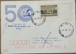 BRAZIL1981,  PRIVATE PRINT, LIMITED ISSUE COVER USED, 5O YEAR OF BRAZIL PHILATELIC CLUB, VIGNETTE STICKER LABEL, MILITAR - Lettres & Documents