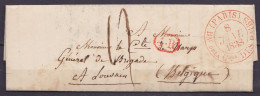 LAC Càd "PARIS /8 JANV 1838/ Bvd De La Cbre DES PAIRES" Pour LOUVAIN - Griffe [4.R] (au Dos: Càd Passage "FRANCE PAR QUI - 1830-1849 (Belgio Indipendente)