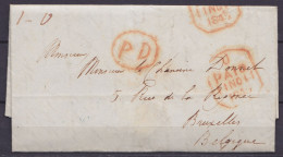 L. Datée 10 Novembre 1845 De NORTHAMPTON Pour BRUXELLES - Càd "U/PAID/11 NO 11/1845" + (PD) (au Dos: Càd Départ "NORTHAM - 1830-1849 (Belgio Indipendente)