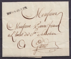 L. Datée 9 Juin 1770 De BRUXELLES Pour Pensionnaire De L'Hôtel De St-Sébastien à GAND - Griffe "BRUXELLES" - Port "2" - 1714-1794 (Oesterreichische Niederlande)