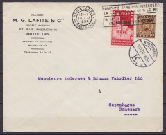 L. "Maison M.G.LAFITE & Cie" Affr. N°341+387 Flam. BRUXELLES 1/10.XI 1934 Pour COPENHAGUE Danemark - Càpt Arrivée KOBENH - Storia Postale
