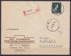 L. "Het Vlaamsch Postzegeltijdschrift" (philatélie) Recommandée Affr. N°724T Càd TIELT C /26-2-1947 Pour WILLEBROEK - 1946 -10%