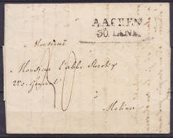 L. Datée 26 Janvier 1831 D'AIX-LA-CHAPELLE Pour MALINES - Griffe "AACHEN / 30 JAN" - Port "30" (au Dos: Càd Arrivée MALI - 1830-1849 (Belgio Indipendente)