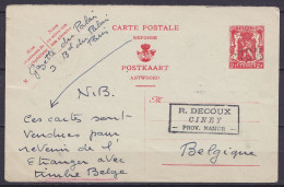 EP CP Réponse "-10%" Càd "PARIS - TRIBUNAL DE COMMERCE /10-3-1948" Pour CINEY - 1946 -10%