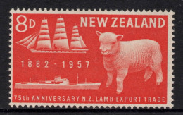 NEW ZEALAND 1957 8d RED  LAMB EXPORT " SHIPS "  SET MNH. - Nuovi