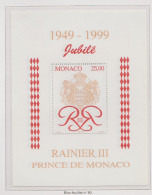Monaco Bloc N° 80 Cinquantenaire Du Régne De Rainier III ** - Blocks & Sheetlets