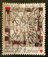2449 France 1986 Oblitéré Vitrail De Vieira Da Silva Eglise Saint Jacques De Reims Marne Croix Rouge - Gebraucht